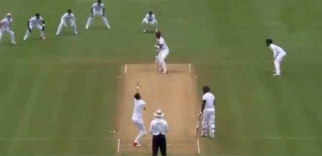 James Anderson bowls the banana in-swinger
