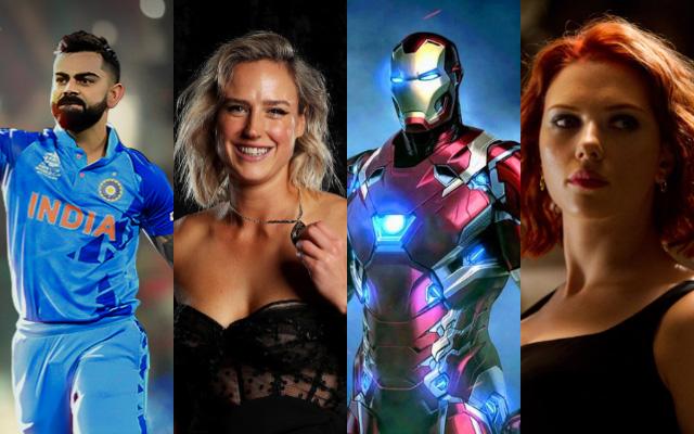 Virat Kohli, Ellyse Perry, Iron Man and Black Widow