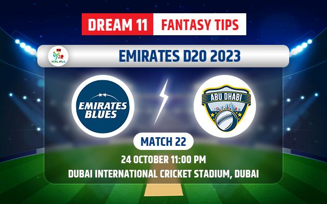 Emirates Blues vs Abu Dhabi Dream11 Team Today