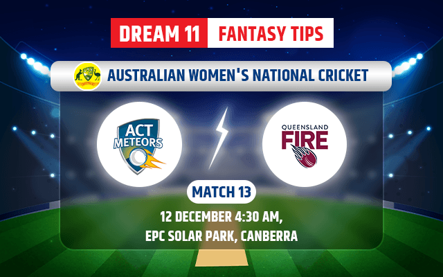 Australian Capital Territory Women vs Queensland Fire Women Dream11 Team Today