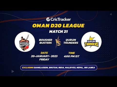 🔴 LIVE: MATCH 21 | Boshur Busters vs Qurum Thunders| Oman D20 2023