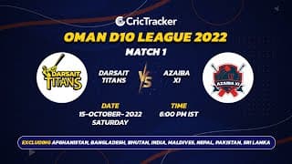 🔴 LIVE: Match 1 Darsait Titans vs Azaiba XI | Oman D10 League - 2022