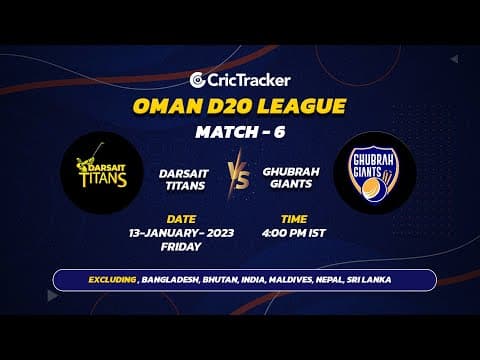 🔴 LIVE: MATCH 6 | Darsait Titans vs Ghubrah Giants | Oman D20 2023