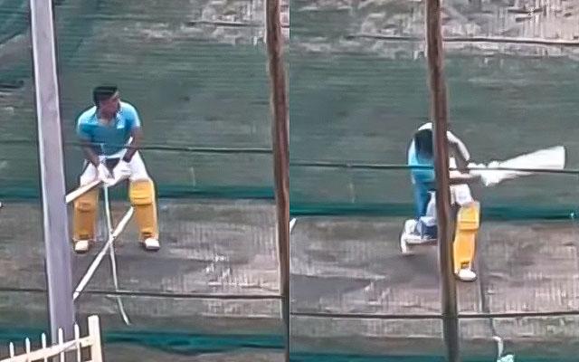 MS Dhoni Batting in nets.