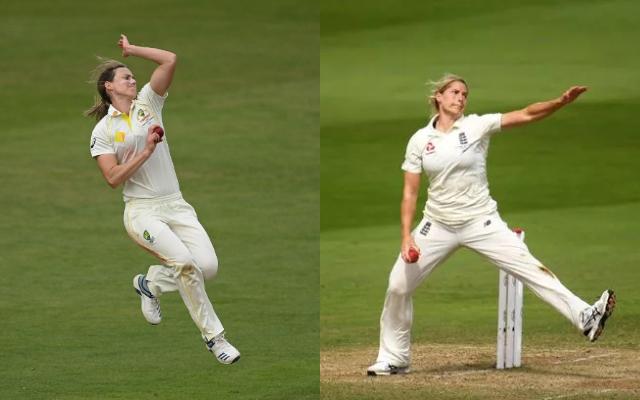 Ellyse Perry and Katherine Sciver-Brunt Bowling.