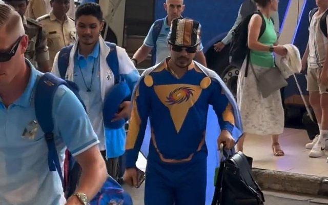 Ishan Kishan wearing Superman costume