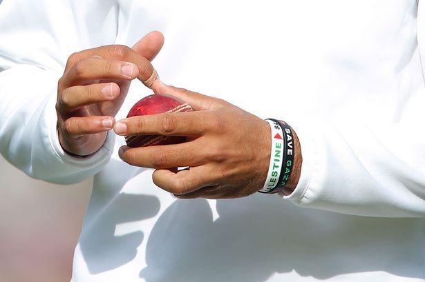 Moeen Ali wearing the Wrist Band 'Save Gaza- Save Palestine' | Photo Source: Cricinfo