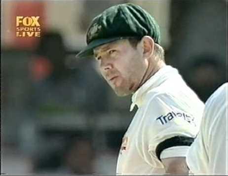 Ricky Ponting getting hit by a bouncer