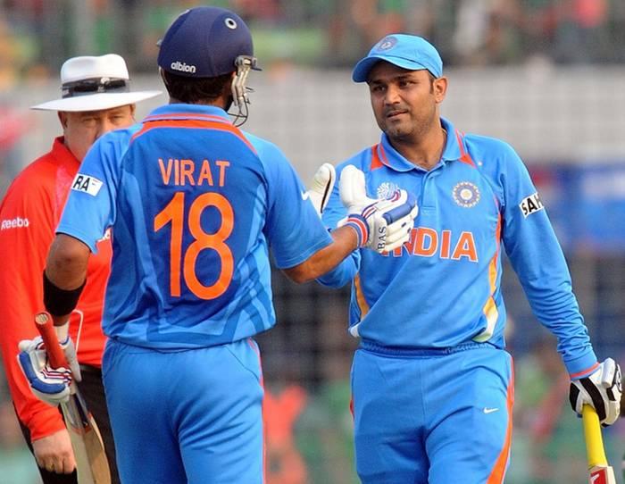 Virat Kohli (100*) and Virender Sehwag (175) made 203 runs for the 4th wicket batting first. (Photo Source: AFP)