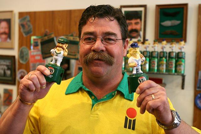 (AUSTRALIA & NEW ZEALAND OUT) The launch of the 2006-2007 Boony doll in South Melbourne. David Boon is pictured with the new doll and the new Ian Botham doll on 4th October, 2006. THE AGE NEWS Picture by PAT SCALA. (Photo by Fairfax Media/Fairfax Media via Getty Images)