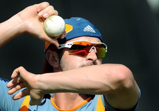 Australian spinner Jason Krejza prepares to bowl in the nets during a training session at the Sardar Patel Gujarat Stadium in Ahmedabad on February 20, 2011. Australia are set to face Zimbabwe in a World Cup 2011 match on February 21, 2011. AFP PHOTO/William WEST (Photo credit should read WILLIAM WEST/AFP/Getty Images)