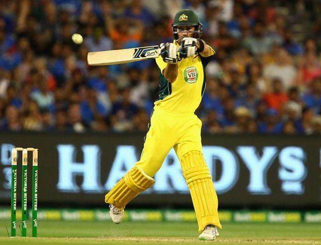 MELBOURNE, AUSTRALIA - JANUARY 17:  Glenn Maxwell of Australia plays a shot during game three of the One Day International Series between Australia and India at Melbourne Cricket Ground on January 17, 2016 in Melbourne, Australia.  (Photo by Robert Prezioso - CA/Cricket Australia/Getty Images)