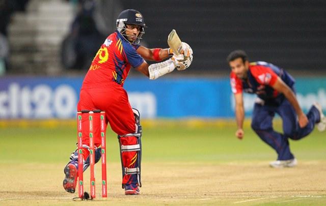 Gulam Bodi of the Lions bats during the Karbonn Smart CLT20 Semi Final match between Bizhub Highveld Lions and Delhi Daredevils at Sahara Stadium Kingsmead on October 25, 2012 in Durban. AFP PHOTO / STRINGER (Photo credit should read STRINGER/AFP/Getty Images)