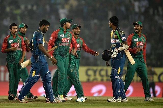 Bangladesh's players celebrate after winning the Asia Cup T20 game