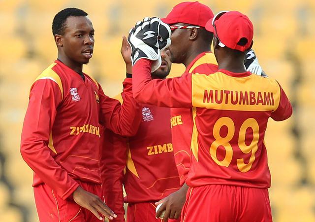 Zimbabwe's Wellington Masakadza celebrates