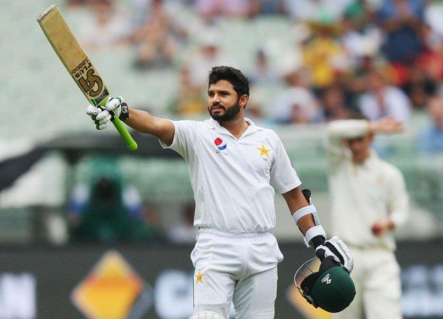 MELBOURNE, AUSTRALIA - DECEMBER 27: Azhar Ali of Pakistan celebrates making a century during day two of the Second Test match between Australia and Pakistan at Melbourne Cricket Ground on December 27, 2016 in Melbourne, Australia. (Photo by Michael Dodge/Getty Images)