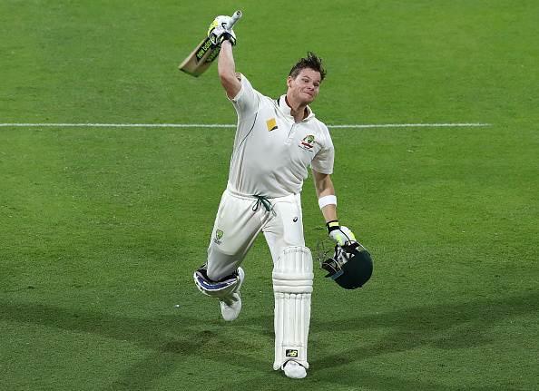 BRISBANE, AUSTRALIA - DECEMBER 15: Steve Smith of Australia celebrates after reaching his century during day one of the First Test match between Australia and Pakistan at The Gabba on December 15, 2016 in Brisbane, Australia. (Photo by Ryan Pierse - CA/Cricket Australia/Getty Images)