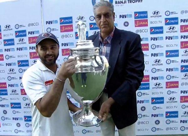Parthiv Patel with Ranji Trophy 2016-17 cup