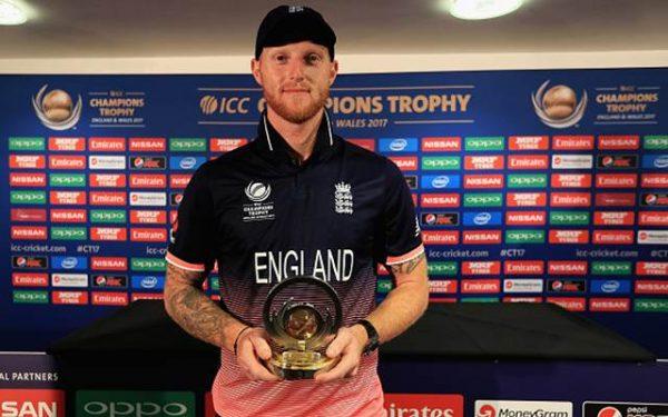 Ben Stokes of England pictured with the 'Player of the Match' award