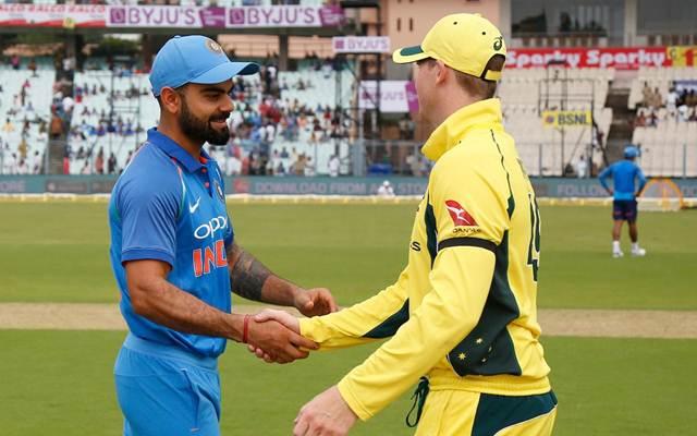 Virat Kohli shakes hands with the Aussie skipper Steve Smith News