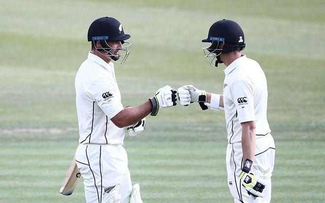 Colin de Grandhomme and Mitchell Santner of New Zealand