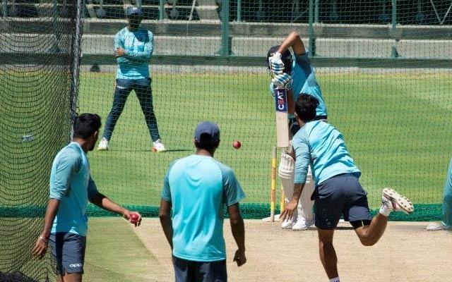 India's cricket team players take part in a training session