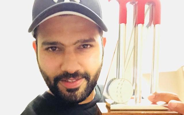 Rohit Sharma with the man of the match award