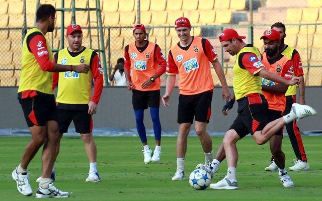 Royal Challengers Bangalore players during a practice session