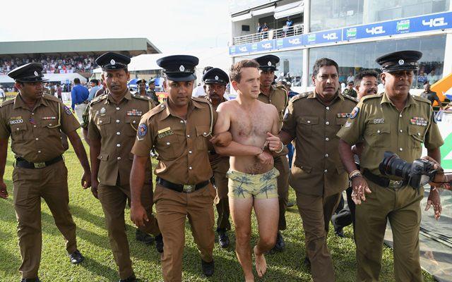 The streaker was a man who ran through the outfield, giving the police personnel a tough time.
