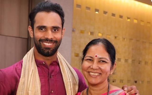 Hanuma Vihari with his mother