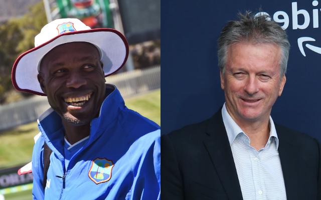 Curtley Ambrose and Steve Waugh