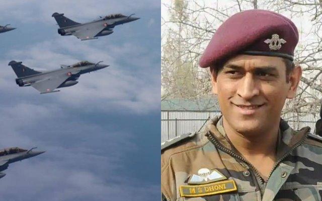 MS Dhoni and Rafale jets