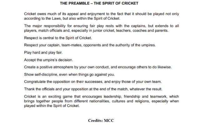 The Preamble - Spirit of cricket