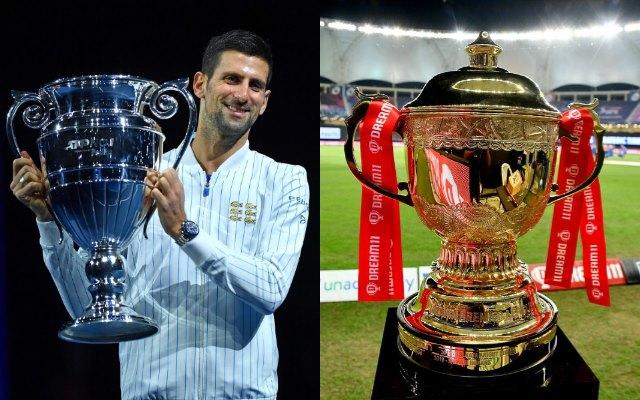 Novak Djokovic and IPL trophy
