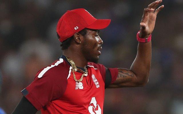 Jofra Archer of England in T20I against India
