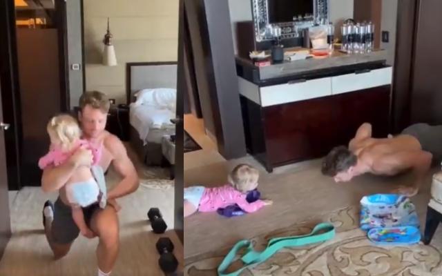 Jos Buttler trains with his daughter