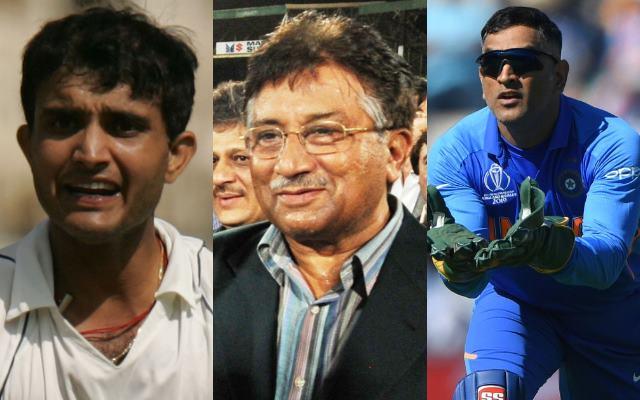 Sourav Ganguly, Pervez Musharraf and MS Dhoni