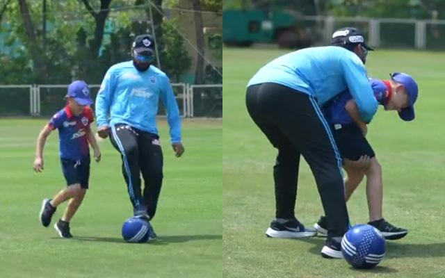 Rishabh Pant playing with Ricky Pointing's son