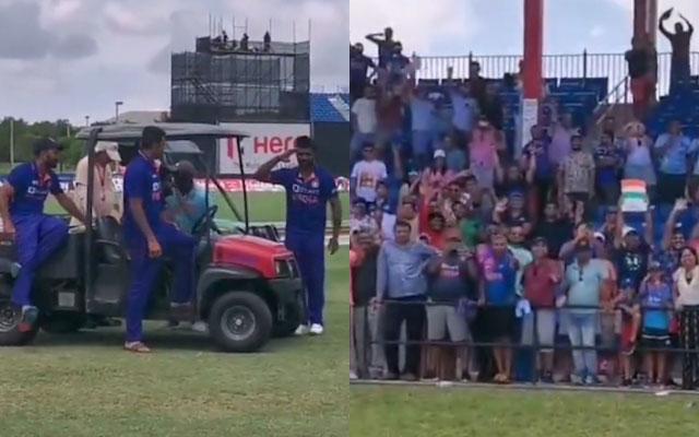 Sanju Samson salutes to his fans after fifty T20I against West Indies