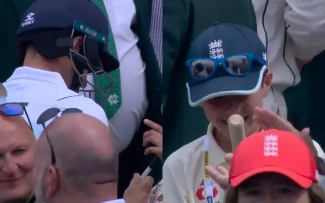 Joe Root signed the bat for a young fan