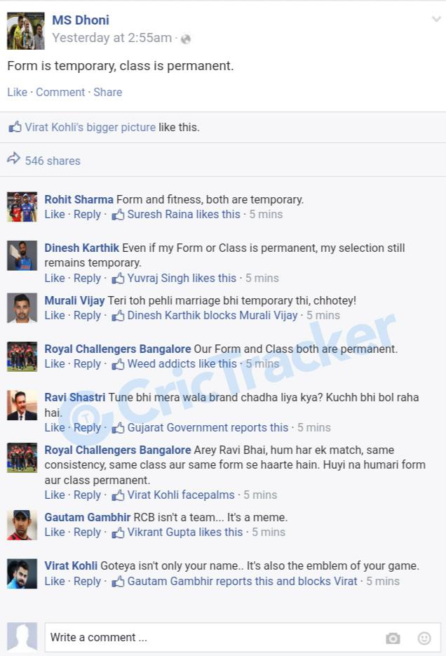 RCB thinks their class and form is both permanent.