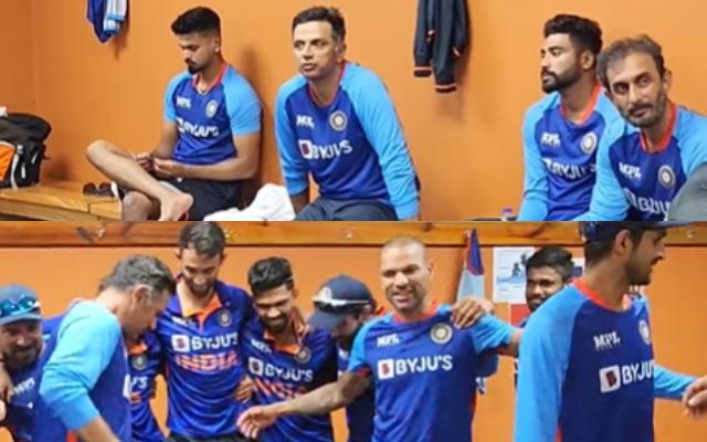 Rahul Dravid applauds the team