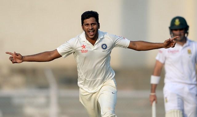Shardul Thakur celebrates the wicket of South Africa's Stiaan van Zyl