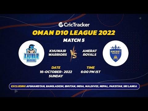🔴 LIVE: Match 5 Khuwair Warriors vs Amerat Royals | Oman D10 League - 2022
