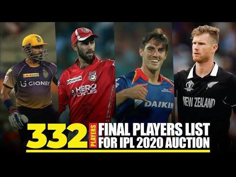 IPL 2020: List of 332 players shortlisted for the auction
