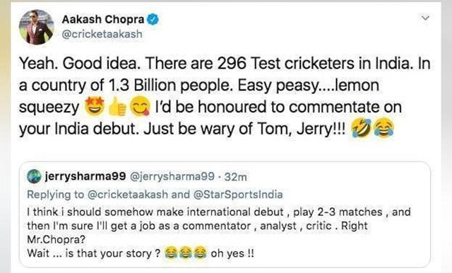 Aakash Chopra's reply to a twitterati