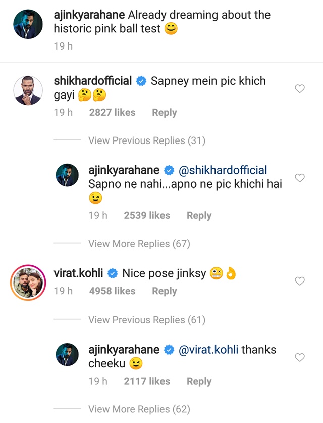 Virat Kohli and Shikhar Dhawan's comment