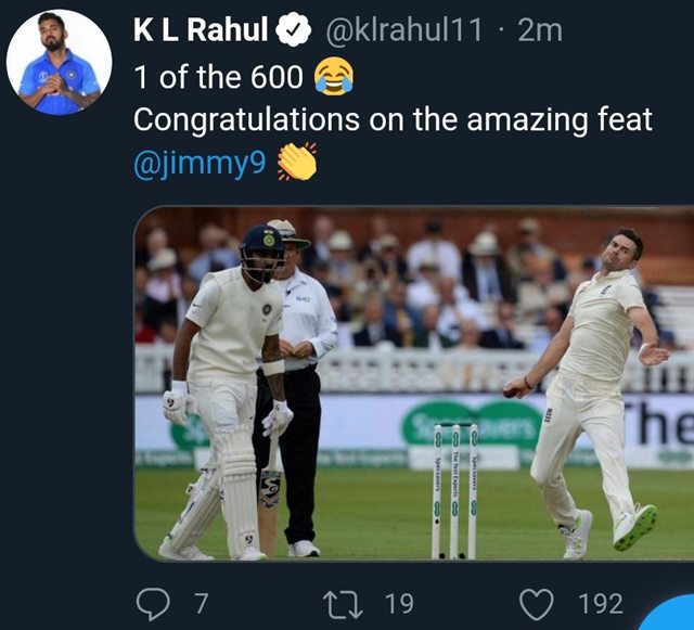 KL Rahul's deleted tweet