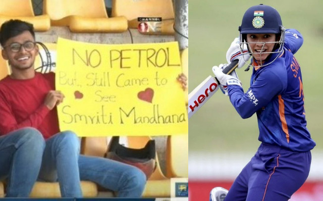No Petrol, still came to see Smriti Mandhana' - Sri Lankan fan's picture with funny banner grabs attention