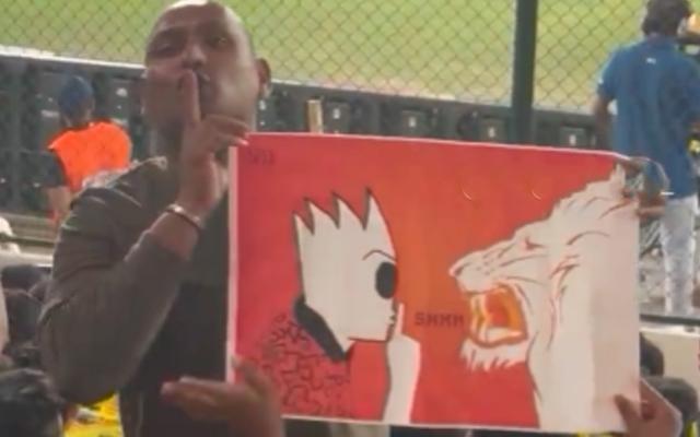 SRH fans troll CSK with finger-on-lips gesture